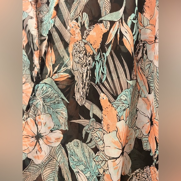 XL Mudd Floral Sheer Cardigan in Black, Peach & Mint - Picture 5 of 8
